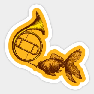 Goldfish blowing french horn Sticker